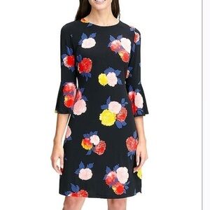 Tommy Hilfiger Red and White Sheath Dress with Bell Sleeves